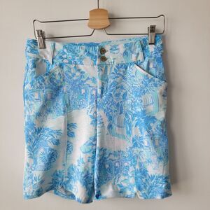 Lilly Pulitzer women's Bettina Luxletic White Blue 9 short size 4